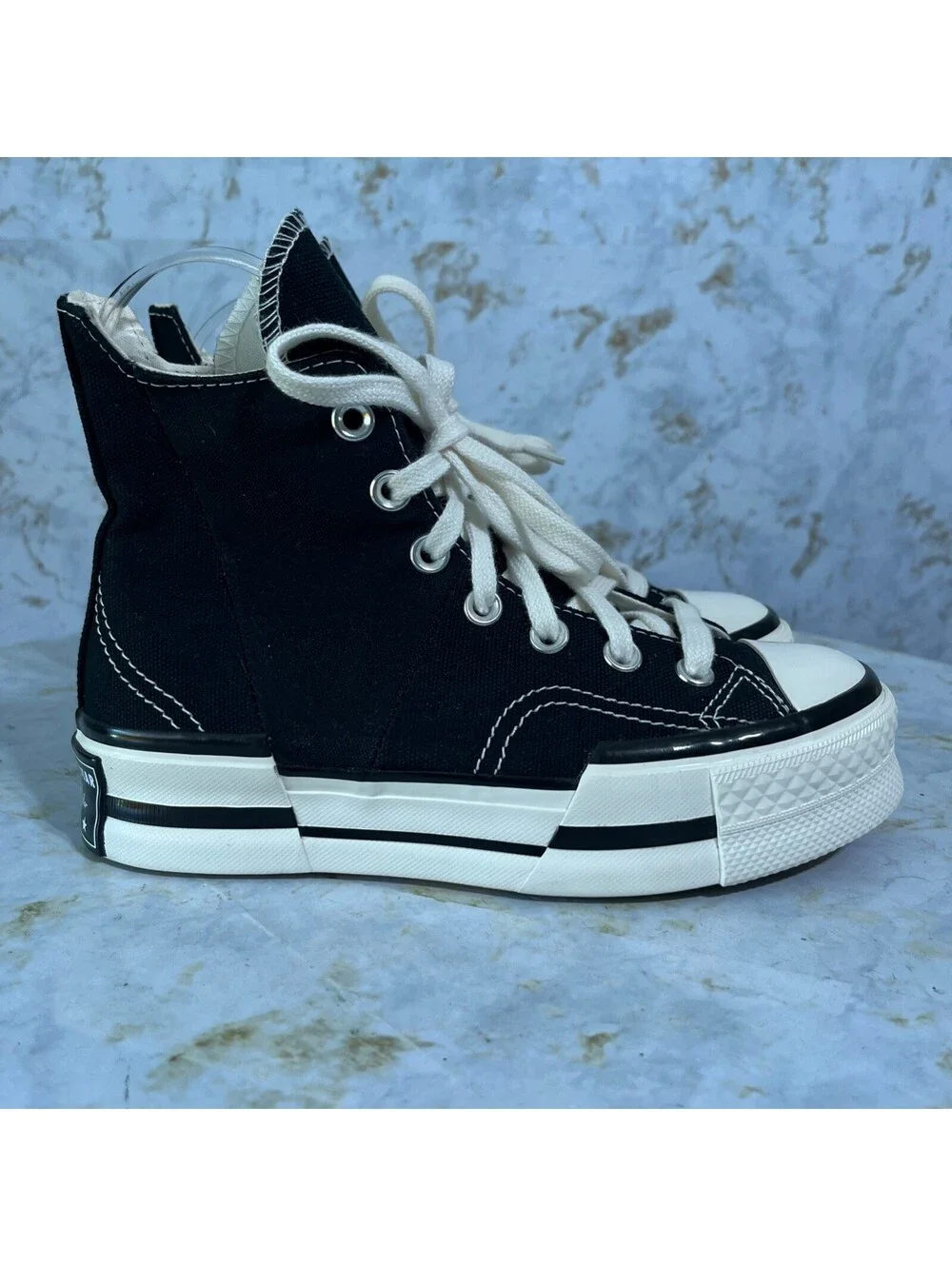 Converse Chuck 70 Plus Womens Size 5 Shoes Black White High Top Platform Sneaker